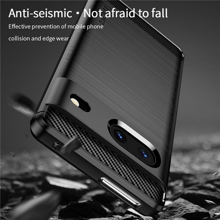 MOFI JK TPU Series-1 for Google Pixel 7 Soft TPU Shockproof Brushed Case Carbon Fiber Texture Design Phone Cover - Black