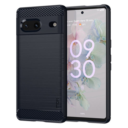 MOFI JK TPU Series-1 for Google Pixel 7 Soft TPU Shockproof Brushed Case Carbon Fiber Texture Design Phone Cover - Blue