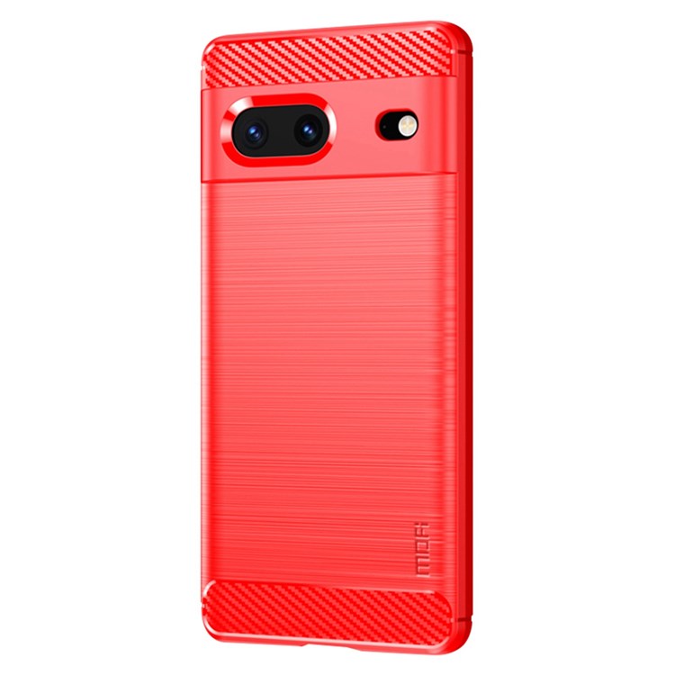 MOFI JK TPU Series-1 for Google Pixel 7 Soft TPU Shockproof Brushed Case Carbon Fiber Texture Design Phone Cover - Red