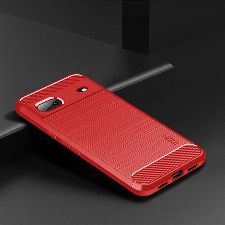 MOFI JK TPU Series-1 for Google Pixel 7 Soft TPU Shockproof Brushed Case Carbon Fiber Texture Design Phone Cover - Red