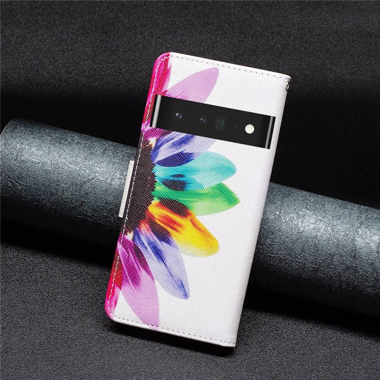 BF Pattern Printing Leather Series-1 for Google Pixel 7 Pro 5G Leather Phone Case with Stand Wallet - Sunflower