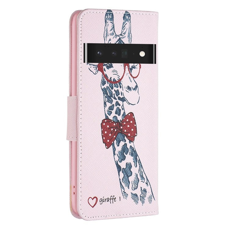 BF Pattern Printing Leather Series-1 for Google Pixel 7 Pro 5G Leather Phone Case with Stand Wallet - Giraffe