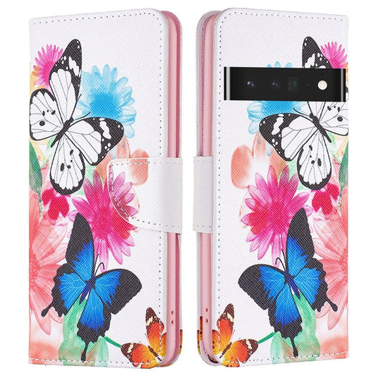 BF Pattern Printing Leather Series-1 for Google Pixel 7 Pro 5G Leather Phone Case with Stand Wallet - Two Butterflies