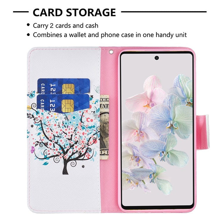 BF Pattern Printing Leather Series-1 for Google Pixel 7 Pro 5G Leather Phone Case with Stand Wallet - Flower Tree