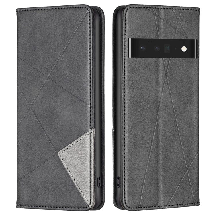 BF Imprinting Pattern Series-1 for Google Pixel 7 Pro 5GPU Leather Flip Cover Rhombus Pattern Imprinted Stand Phone Case with Card Holder - Black