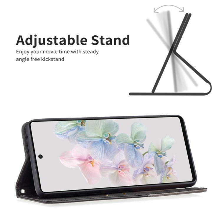 BF Imprinting Pattern Series-1 for Google Pixel 7 Pro 5GPU Leather Flip Cover Rhombus Pattern Imprinted Stand Phone Case with Card Holder - Black