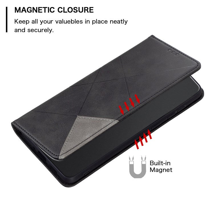 BF Imprinting Pattern Series-1 for Google Pixel 7 Pro 5GPU Leather Flip Cover Rhombus Pattern Imprinted Stand Phone Case with Card Holder - Black