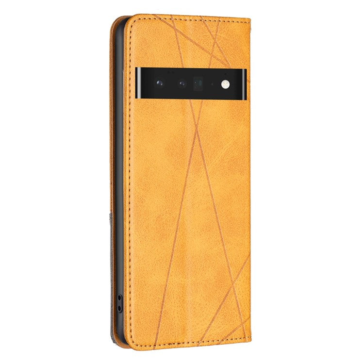 BF Imprinting Pattern Series-1 for Google Pixel 7 Pro 5G PU Leather Flip Cover Rhombus Pattern Imprinte Stand Phone Case with Card Holder - Yellow
