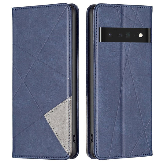BF Imprinting Pattern Series-1 for Google Pixel 7 Pro 5G PU Leather Flip Cover Rhombus Pattern Imprinte Stand Phone Case with Card Holder - Blue