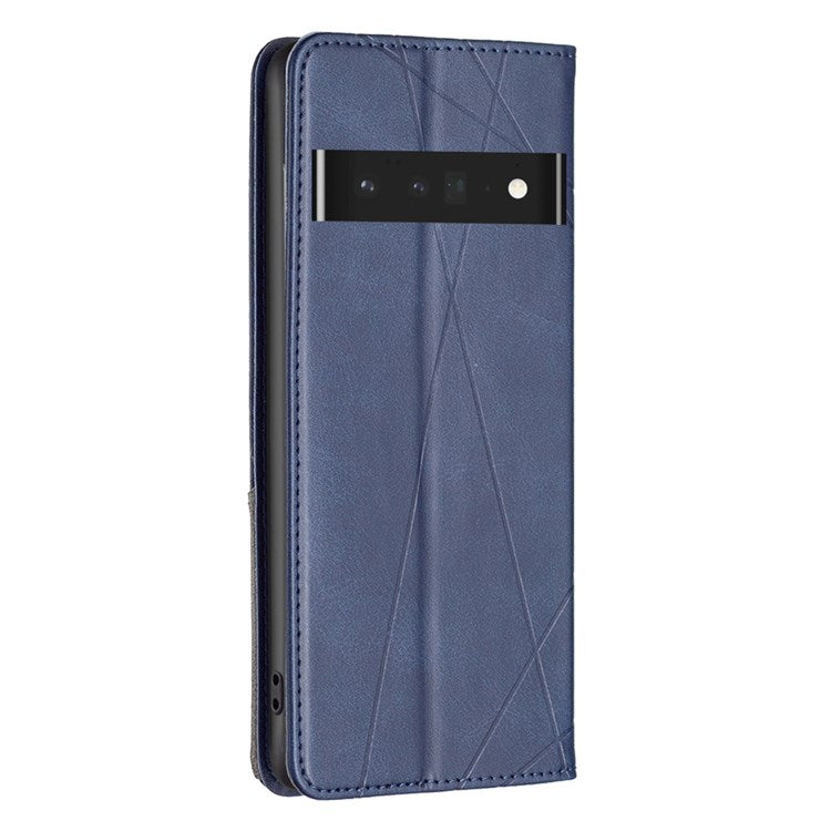 BF Imprinting Pattern Series-1 for Google Pixel 7 Pro 5G PU Leather Flip Cover Rhombus Pattern Imprinte Stand Phone Case with Card Holder - Blue