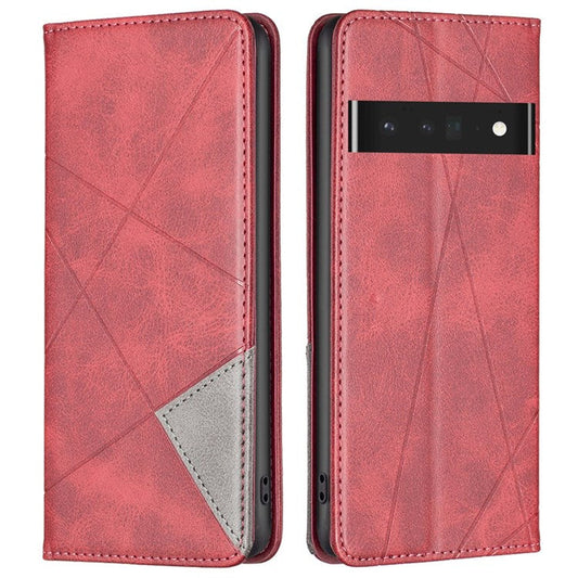 BF Imprinting Pattern Series-1 for Google Pixel 7 Pro 5G PU Leather Flip Cover Rhombus Pattern Imprinte Stand Phone Case with Card Holder - Red