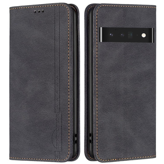 BINFEN COLOR BF Leather Series-5 for Google Pixel 7 Pro 5G RFID Blocking Wallet Phone CasePU Leather Stand Folio Cover - Black