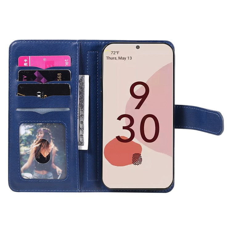 KT Multi-functional Series-1 for Google Pixel 7 Pro 5G Wallet Phone Case PU Leather 10 Card Slots Stand Folio Phone Cover - Dark Blue