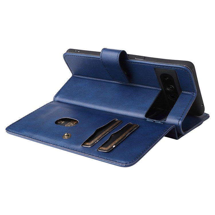 KT Multi-functional Series-1 for Google Pixel 7 Pro 5G Wallet Phone Case PU Leather 10 Card Slots Stand Folio Phone Cover - Dark Blue