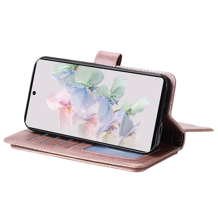 KT Multi-functional Series-1 for Google Pixel 7 PU Leather 10 Card Slots Folio Flip Cover Magnetic Closure Stand Wallet Phone Case - Rose Gold
