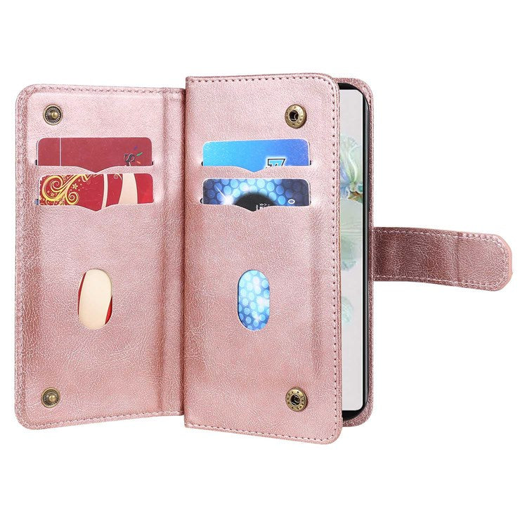 KT Multi-functional Series-1 for Google Pixel 7 PU Leather 10 Card Slots Folio Flip Cover Magnetic Closure Stand Wallet Phone Case - Rose Gold