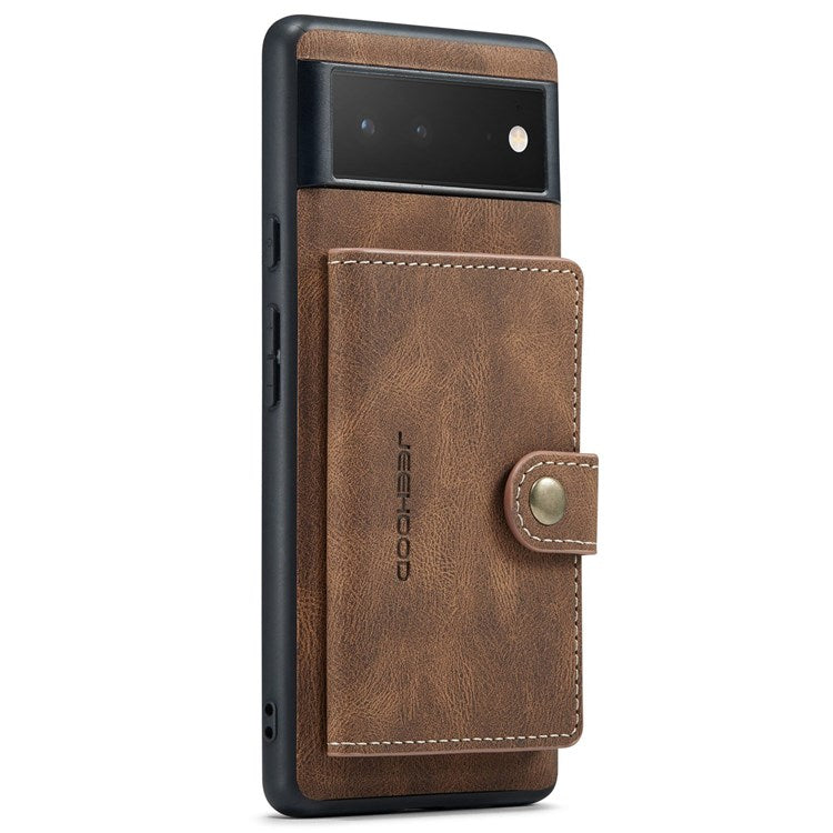 JEEHOOD Detachable Wallet Phone Case for Google Pixel 7, Kickstand PU Leather Coated TPU Shell - Brown