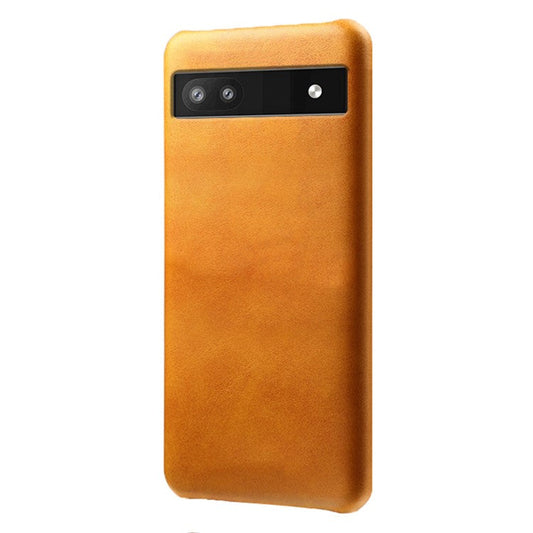 For Google Pixel 6a 5G Drop-proof Phone Case PU Leather Coating Wear-resistant Hard PC Protective Cover - Orange
