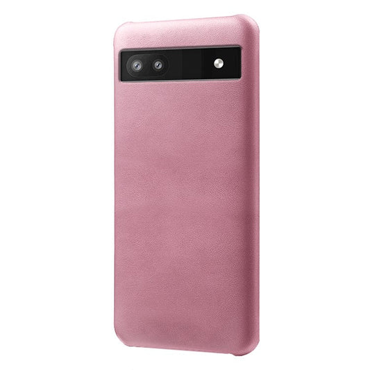For Google Pixel 6a 5G Drop-proof Phone Case PU Leather Coating Wear-resistant Hard PC Protective Cover - Rose Gold