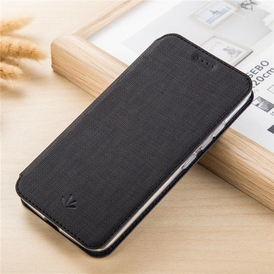 VILI DMX Cross Texture Card Holder Leather Stand Cover for Asus Zenfone 5Z ZS620KL/5 ZE620KL - Black