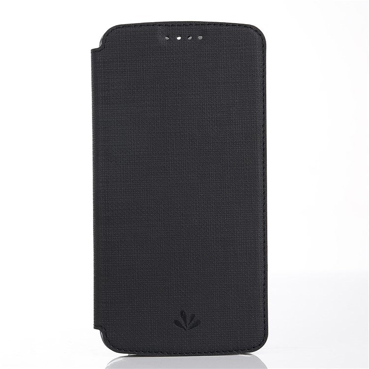 VILI DMX Cross Texture Card Holder Leather Stand Cover for Asus Zenfone 5Z ZS620KL/5 ZE620KL - Black