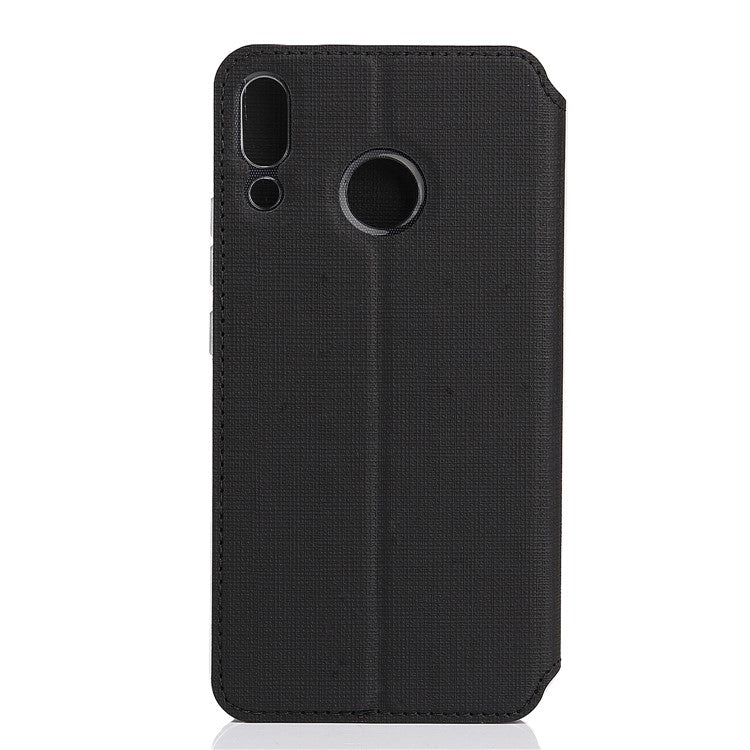 VILI DMX Cross Texture Card Holder Leather Stand Cover for Asus Zenfone 5Z ZS620KL/5 ZE620KL - Black