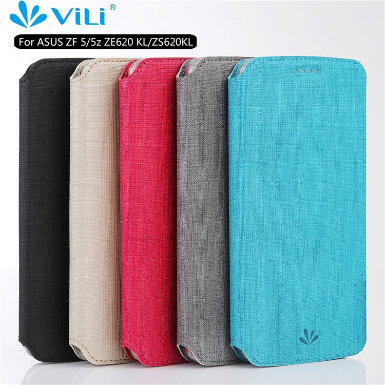 VILI DMX Cross Texture Card Holder Leather Stand Cover for Asus Zenfone 5Z ZS620KL/5 ZE620KL - Black