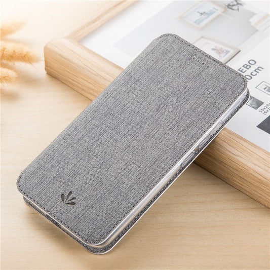 VILI DMX Cross Texture Card Slot Leather Stand Cover for Asus Zenfone 5Z ZS620KL/5 ZE620KL - Grey