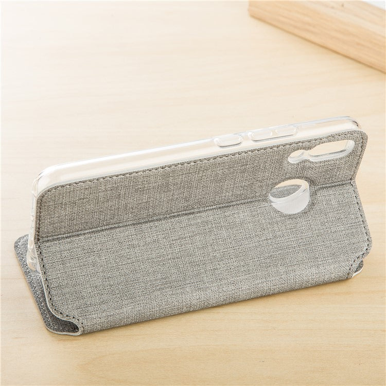 VILI DMX Cross Texture Card Slot Leather Stand Cover for Asus Zenfone 5Z ZS620KL/5 ZE620KL - Grey