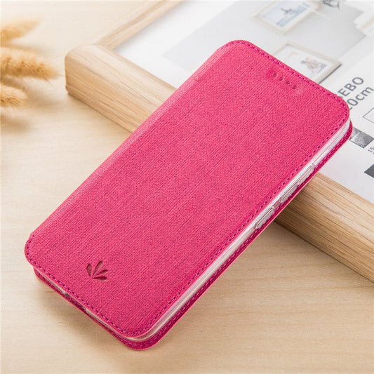 VILI DMX Cross Texture Card Holder Leather Stand Case for Asus Zenfone 5Z ZS620KL/5 ZE620KL - Rose