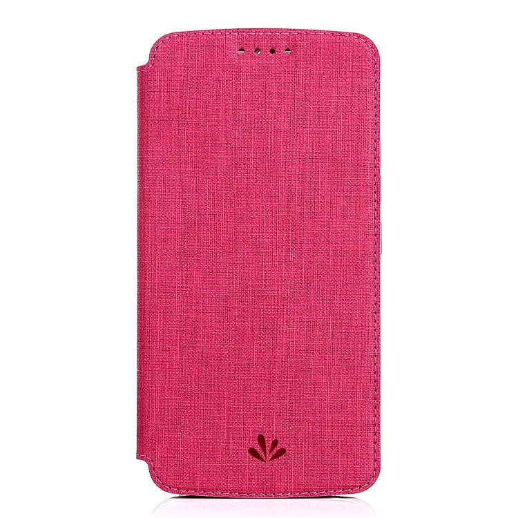 VILI DMX Cross Texture Card Holder Leather Stand Case for Asus Zenfone 5Z ZS620KL/5 ZE620KL - Rose