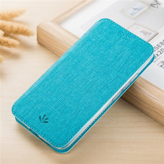 VILI DMX Cross Texture Card Holder Leather Stand Casing for Asus Zenfone 5Z ZS620KL/5 ZE620KL - Blue
