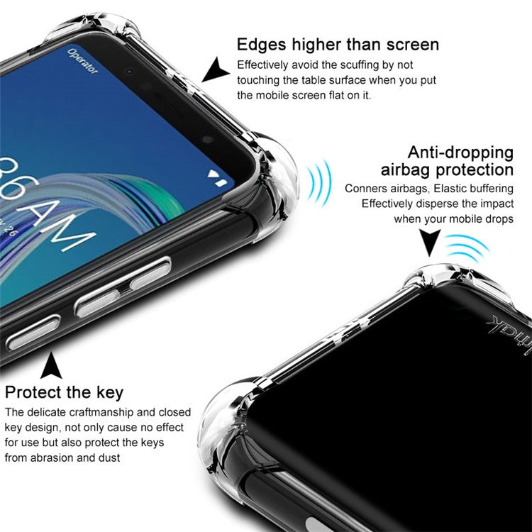 IMAK Skin Feel Airbag Shockproof TPU Casing for Asus Zenfone Max Pro (M1) ZB601KL/Max Pro (ZB602KL) - Transparent