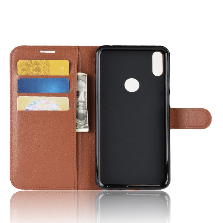 Litchi Skin Leather Stand Cover with Card Slots for Asus Zenfone Max Pro (M1) ZB601KL - Brown