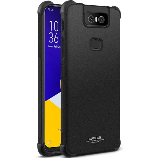 IMAK Silky Anti-drop Soft TPU Phone Cover + Screen Protector Film for Asus Zenfone 6 ZS630KL - Matte Black