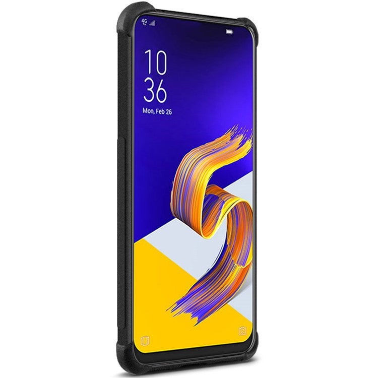 IMAK Silky Anti-drop Soft TPU Phone Cover + Screen Protector Film for Asus Zenfone 6 ZS630KL - Matte Black