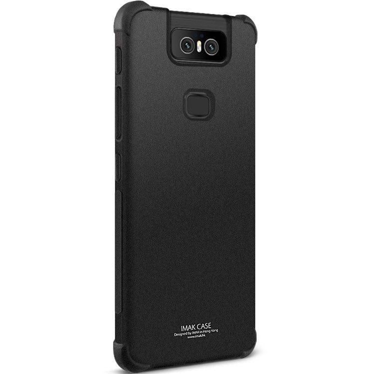 IMAK Silky Anti-drop Soft TPU Phone Cover + Screen Protector Film for Asus Zenfone 6 ZS630KL - Matte Black