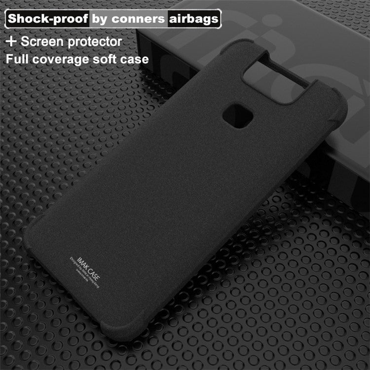 IMAK Silky Anti-drop Soft TPU Phone Cover + Screen Protector Film for Asus Zenfone 6 ZS630KL - Matte Black