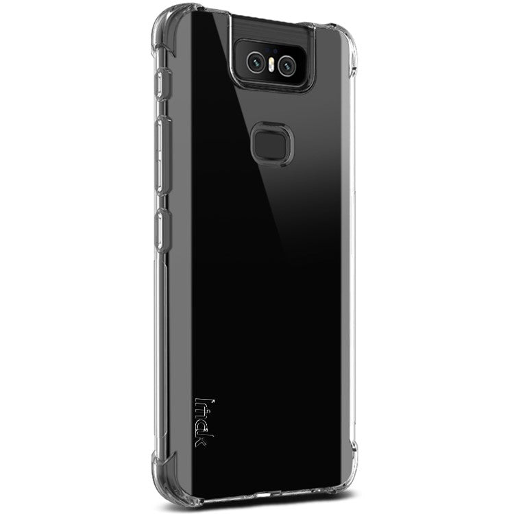 IMAK Silky Anti-drop Soft TPU Phone Cover + Screen Protector Film for Asus Zenfone 6 ZS630KL - Transparent