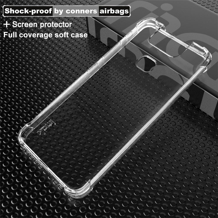 IMAK Silky Anti-drop Soft TPU Phone Cover + Screen Protector Film for Asus Zenfone 6 ZS630KL - Transparent
