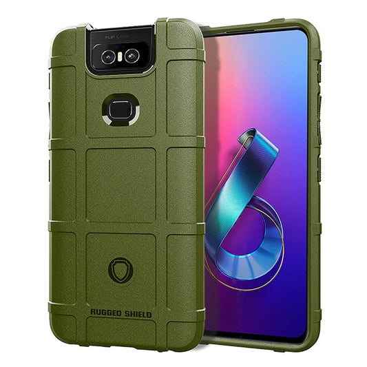 Grid Texture Rugged Shield Square TPU Case Accessory for Asus Zenfone 6 ZS630KL - Green