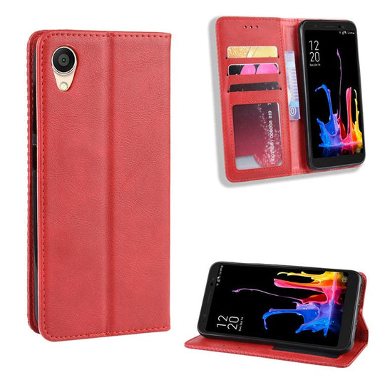 Vintage Style Leather Wallet Case for Asus ZenFone Live (L2) - Red