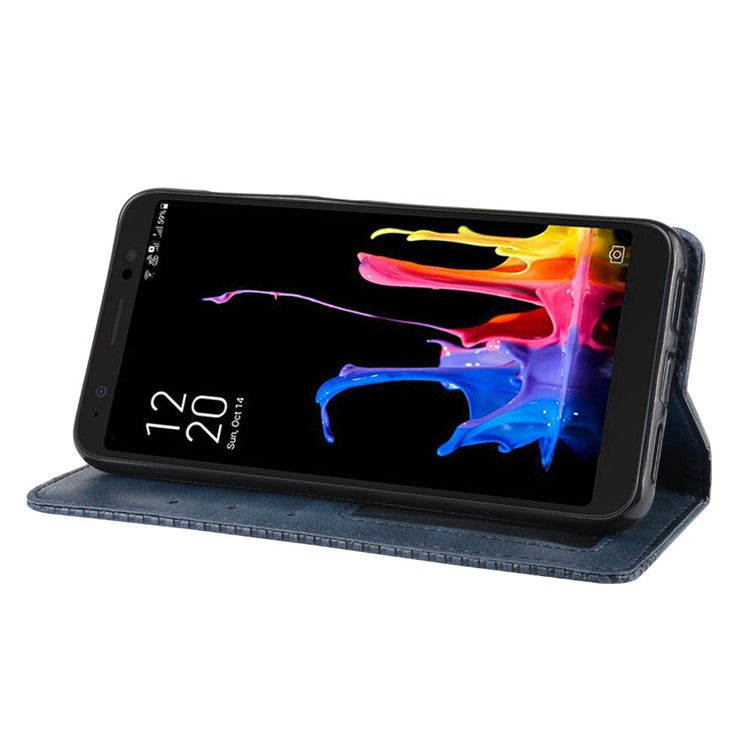Vintage Style Leather Wallet Stand Case for Asus ZenFone Live (L1) ZA550KL - Blue