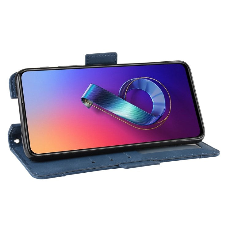 PU Leather Stand Wallet Phone Casing Cover for Asus Zenfone 6 ZS630KL - Blue