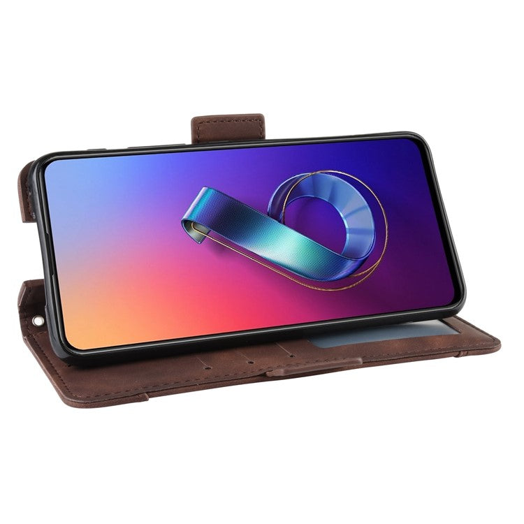 PU Leather Stand Wallet Phone Casing Cover for Asus Zenfone 6 ZS630KL - Brown