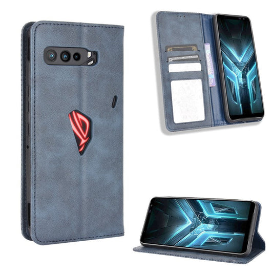 Retro Leather Stylish Phone Shell for Asus ROG Phone 3/ZS661KS/ROG Phone 3 Strix - Blue