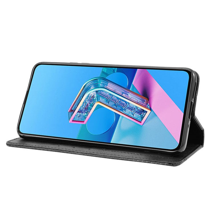 Auto-absorbed Retro PU Leather Cover for Asus Zenfone 7 Pro ZS671KS/Zenfone 7 ZS670KS - Black