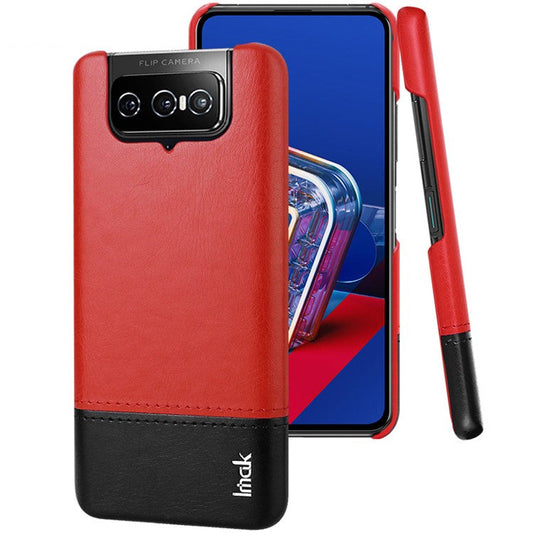 IMAK Ruiyi Series PU Leather Coated PC Shell with Screen Protector for Asus Zenfone 7 ZS670KS/7 Pro ZS671KS -  Red / Black