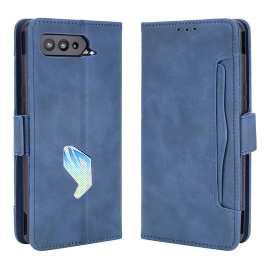Leather Wallet Protective Case with Multiple Card Slots for Asus ROG Phone 5 - Blue