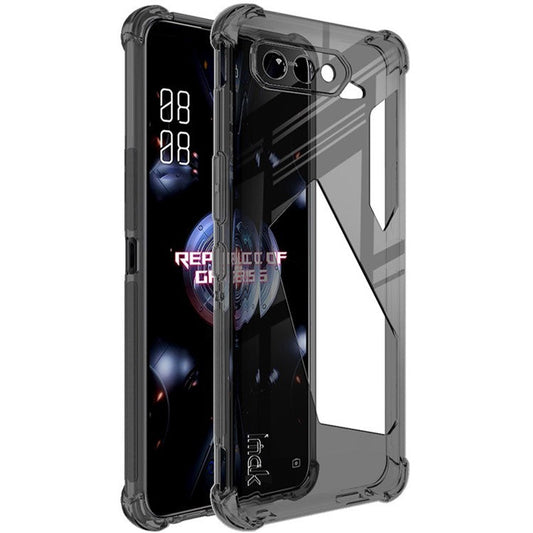 IMAK Well-Protected Flexible TPU Case with High Transparency Screen Protector for Asus ROG Phone 5/5 Pro/5 Ultimate - Transparent Black